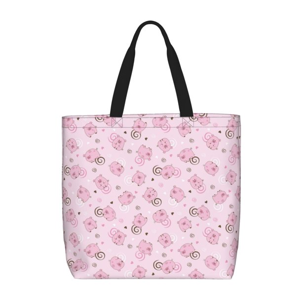 Easygdp Cute Pig Bolsa Tote para Mujer, Bolso de Hombro para Trabajo, Playa, Viajes, Compras y Supermercado