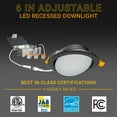 thumbnail image 3 of NUWATT 6 Inch Black Gimbal LED Recessed Lighting Canless Wafer Lights, 5CCT 2700K/3000K/3500K/4000K/5000K, Dimmable, 1050LM, 12W, Downlight Adjustable Recessed Swivel LED Sloped Ceiling Light, 6 Pack, 3 of 10