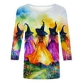 thumbnail image 4 of Drses‌‌ ‌‌‌‌‌‌‌‌‌‌Women's Halloween Witch Pumpkin Tee - 3/4 Sleeve Crew Neck Graphic T-Shirt for Spooky Season, 4 of 5