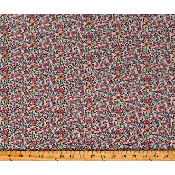 Cotton Lawn Batiste Pink Floral Calico Flowers Summer 58" Wide Soft Lightweight Fabric by the Yard (2950P-5F-pink)