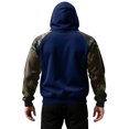 thumbnail image 5 of Men’s Pullover Hoodie with Camouflage Print Sleeves Adjustable Drawstring Hood and Front Kangaroo Pocket Casual Style Dark Blue L, 5 of 5