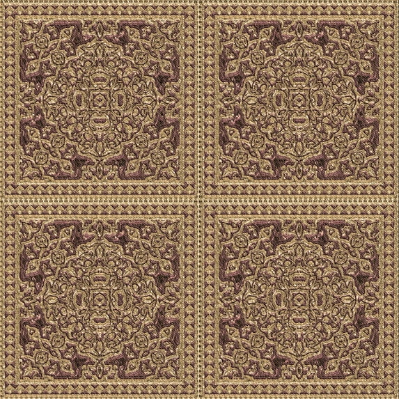 Ahgly Company Machine Washable Indoor Square Transitional Brown Sand Brown Area Rugs, 7' Square