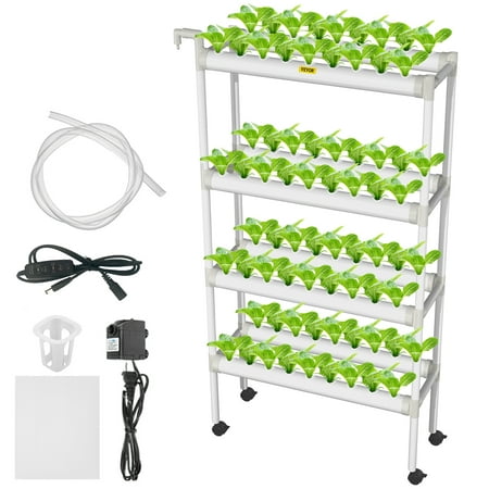 VEVOR Hydroponic Site Grow Kit 72 Sites 4 Layers, Garden Plant Growing System, Food-Grade 8 PVC-U Pipes, Vertical Indoor Plant Grow Kit
