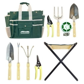 Gardenhome 10 Piece Garden Tool Set With Folding Stool And Heavy