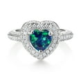 thumbnail image 2 of Gem Stone King 925 Sterling Silver Green Opal and White Moissanite Heart Shape Ring for Women (1.37 Cttw, Available in Size 5, 6, 7, 8, 9), 2 of 4