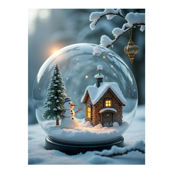 Diamond Art Kits for Adults, Winter Scene Snow Globe 5D Diamond Painting Kits for Adults Beginners, DIY Full Drill Diamond Painting, Gem Art and Crafts 12x16