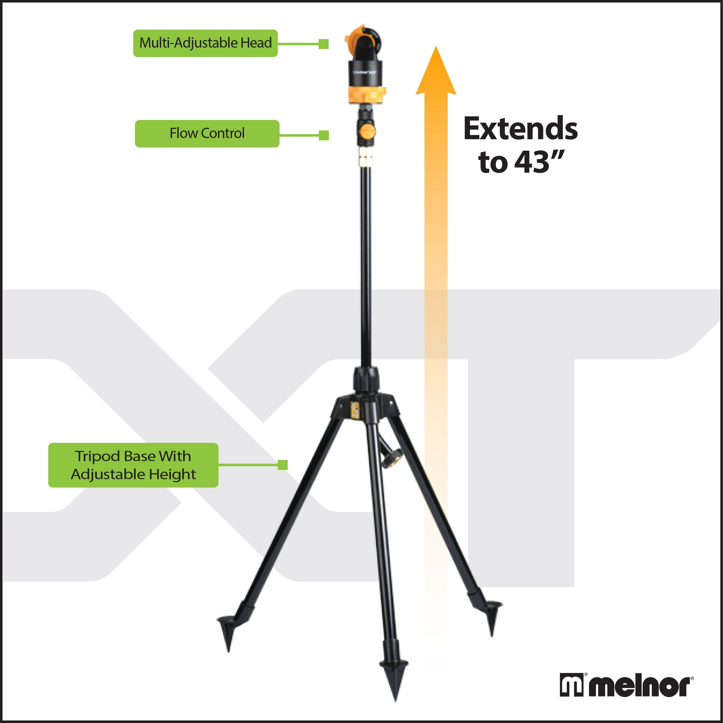 Melnor 6 Pattern Turbo Rotary Sprinkler with Flow Control on Tripod
