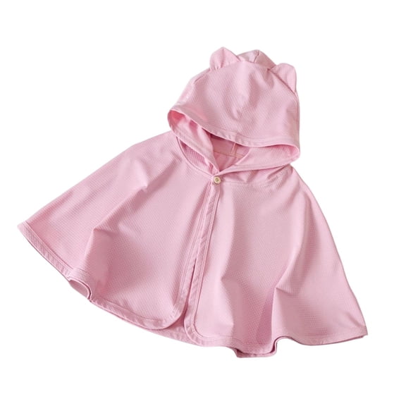 SERTGUTR Baby Kids' Hooded Cloak Cape Solid Color Button Closure Lightweight Sun Protection Cardigan Breathable Summer Travel Cover Up