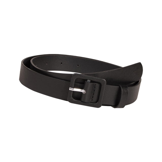 Cinturón de piel sintética para mujer, con hebilla cuadrada ajustable, accesorio de vestir Negro