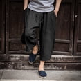 thumbnail image 1 of toraway Men's Cropped Shorts Loose Elastic Drawstring Conical Casual Linen Shorts For Men L, 1 of 3