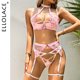thumbnail image 3 of Ellolace-Lencería de fantasía, ropa interior Sensual de Hada, sujetador Halter de 4 piezas, tangas recortadas, delicados conjuntos exóticos de encaje de lujo, atuendo Sissy, 3 of 5