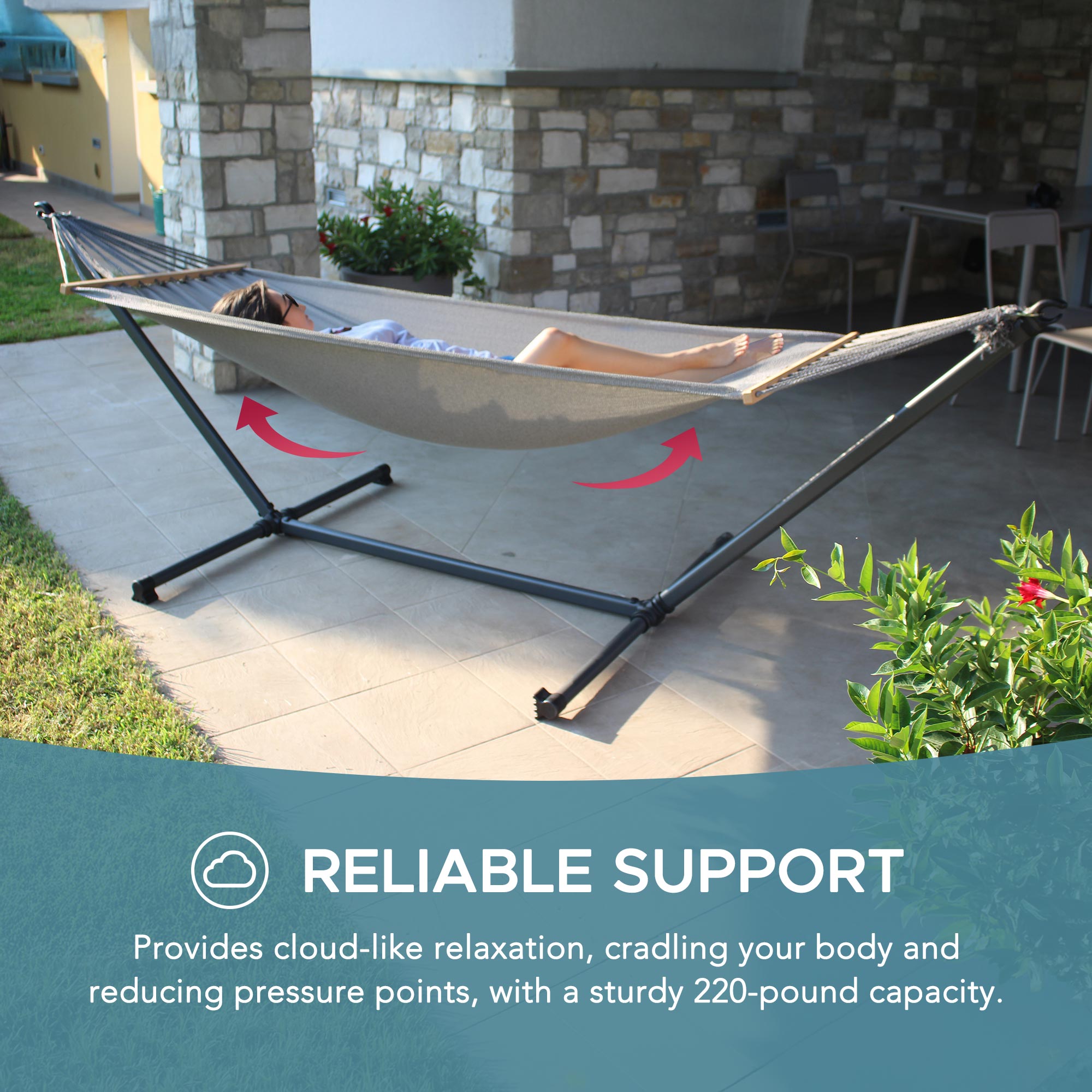 Sunjoy Outdoor Hammock with Stand Steel Metal Hammock Crafted in Italy