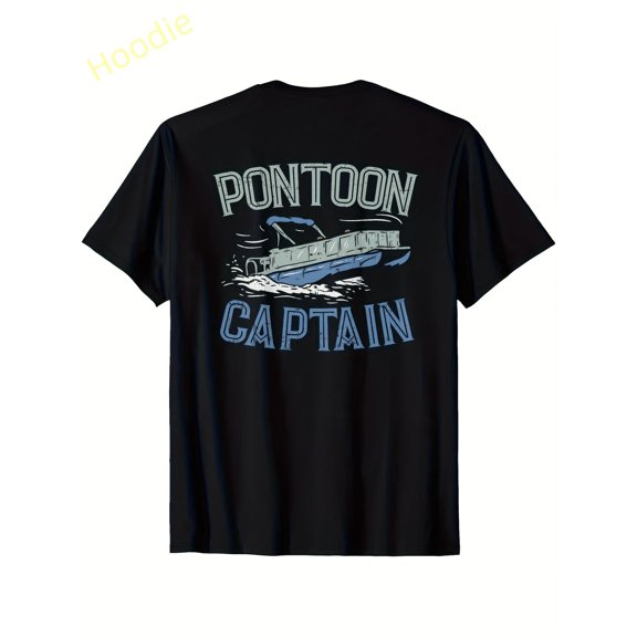Men's Funny Vintage Pontoon Captain Boating Graphic T-Shirt