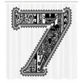 thumbnail image 3 of Number Shower Curtain, Antique Seven Symbol with Classic Ornamental Aztec Mexican Folk Culture Figures, Fabric Bathroom Set with Hooks, 69W X 70L Inches, Black and White, by Ambesonne, 3 of 3