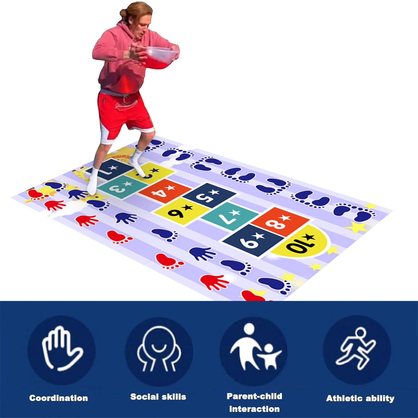 LHWEN Slide Hopscotch Games Adults Hands Feet Sports Slide Hopscotch Water Slide Hopscotch Mat Air Slide Hopscotch Outdoors Slippery Hopscotch Inflatable Game Fun Outdoor Activity Materials