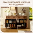 thumbnail image 3 of LFGUIZO 59″ Walnut Retro Sideboard with 4 Heart Shaped Carved Doors, 2 Drawers and 2 Adjustable Shelves, Dining Room,Living Room, TV Cabinet, 3 of 6