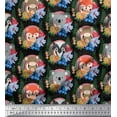 thumbnail image 1 of Soimoi Rayon Fabric Leaves,Floral & Cute Animals Cartoon Printed Fabric 1 Yard 42 Inch Wide, 1 of 1