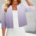 thumbnail image 4 of CaComMARK PI Cropped Cardigan for Women 3/4 Sleeve Open Front Bolero Shrug Trendy Cardigans Coat Tops Purple, 4 of 7