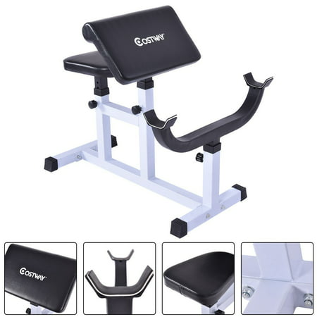 Preacher Curl Weight Bench Seated Arm Isolated Barbell Dumbbell Biceps