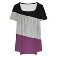 thumbnail image 3 of Hvyesh Plus Size Tops for Women Summer Color Block Tunic Tops Square-Neck Short Sleeve T Shirts Casual Blouses Ofertas de moda, 3 of 4