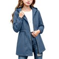 thumbnail image 2 of Girl's Zip up Hooded Rain Jackets, Drawstring Waist Long Sleeve Windbreaker, Lightweight Waterproof Rain Coat with Zip Pockets, 4-5 Years, 2 of 9