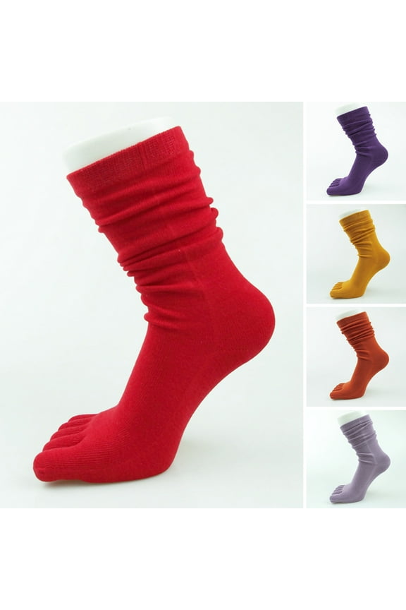 1 Pair High Socks Ultra Soft Breathable Non-slip High Elasticity Keep Warm Solid Long Tube Five Fingers Toe Socks Women Clothing,Pink