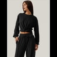thumbnail image 4 of Conjunto de Chándal de 2 Piezas para Mujer: Sudadera Corta con Parte Delantera y Pantalón Deportivo de Pierna . Conjunto de Estar por Casa. Negro L, 4 of 8
