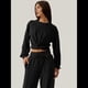 thumbnail image 4 of Conjunto de Chándal de 2 Piezas para Mujer: Sudadera Corta con Parte Delantera y Pantalón Deportivo de Pierna . Conjunto de Estar por Casa. Negro XXL, 4 of 8