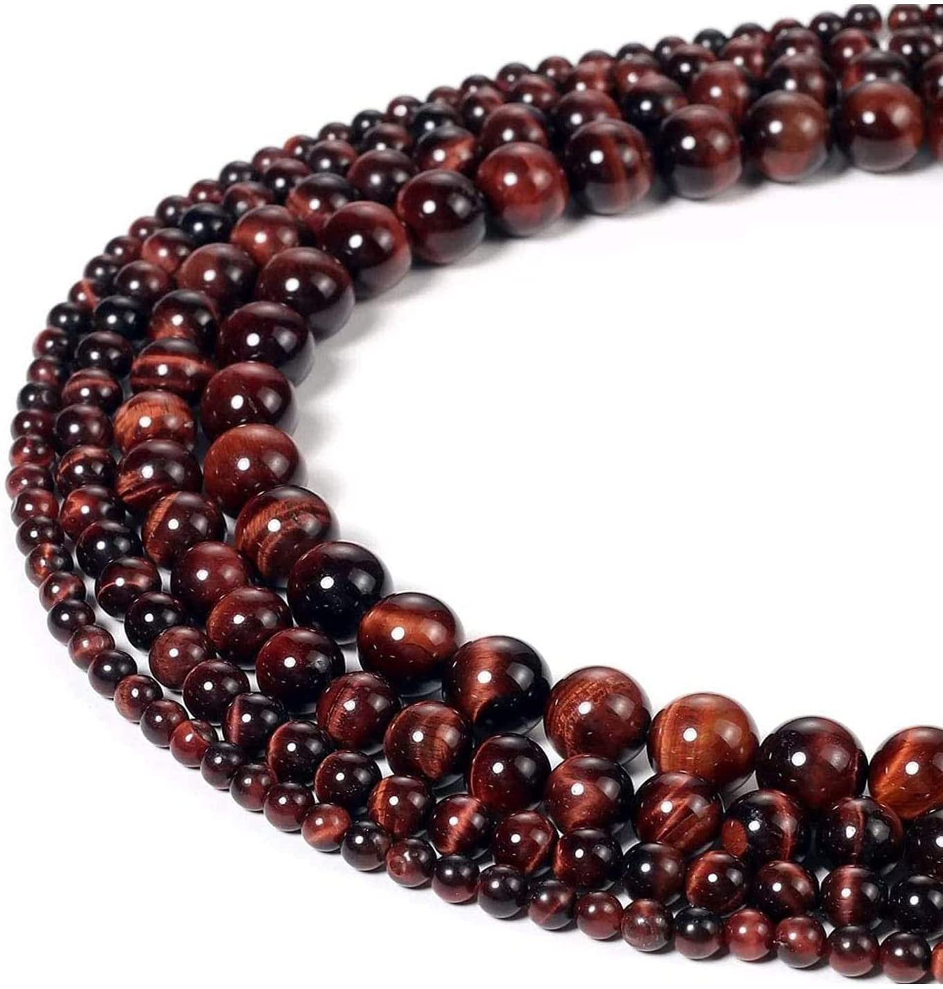 6-16mm Round Smooth Red Tiger Eye Gemstone Beads for Jewelry Making Strand 15" 