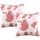 thumbnail image 1 of 2pcs Throw Pillow Case Cushion Plush Pillow Case Cowhide Pattern Pillow Case Home Office Decor Pink, 1 of 4