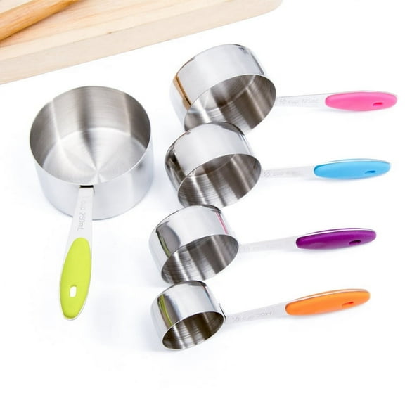 INTBUYING Multicolor Silicone Handle 10pcs Stainless Steel Measuring Cup Measuring Spoon