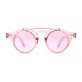 thumbnail image 3 of Pop Color Normcore Cool Hipster Flip Up Keyhole Round Sunglasses Pink, 3 of 4