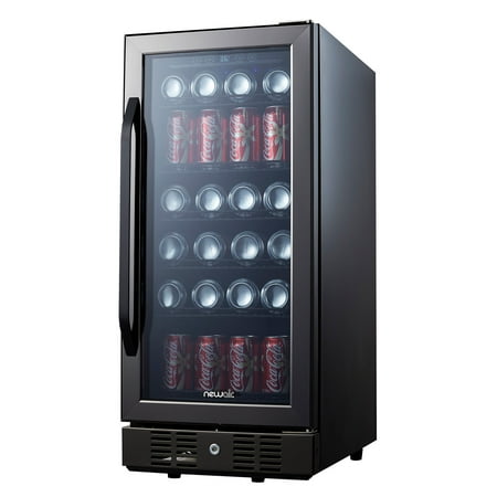 NewAir - 96-Can Built-In Beverage Cooler with Precision Temperature Controls and Adjustable Shelves - Black Stainless Steel