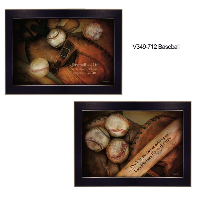 "Baseball" Collection By Robin-Lee Vieira, Printed Wall Art, Ready To Hang Framed Poster, Black Frame
