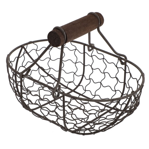 OULII Iron Handheld Fruit Basket Black Multi Functional Storage Basket for Kitchen and Home