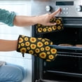 thumbnail image 2 of Black Sunflower Kitchen Oven Mitt and Pot Holder Sets 2 Pcs for Baking, Cooking and Grilling, Heat Resistant Up To 392 °F, 2 of 7