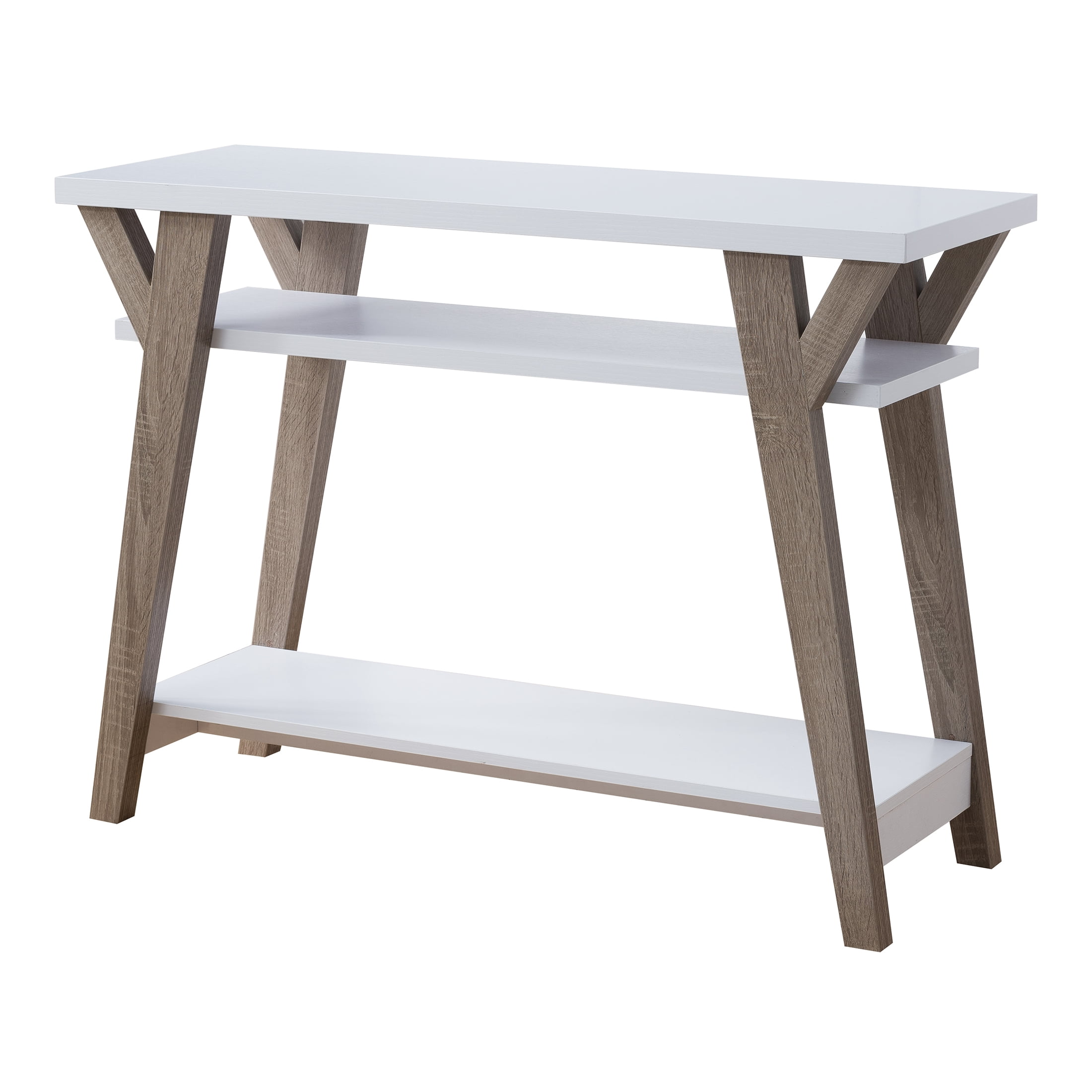 Furniture of America Chantilly 2-Shelf Console Table, White
