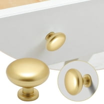Brushed Gold Cabinet Knobs Round Brass Drawer Pulls Kitchen Cupboard Bathroom Dresser Cabinet Hardware Handles Zinc Alloy 1Pack