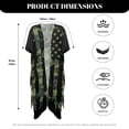 thumbnail image 6 of HELLHERO Casual Loose Long Kimono Swimsuit Cover Up for Summer Polyester Lightweight Bathing Suit Cover Up Green American Flag, 6 of 6