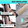 thumbnail image 2 of Sheepskin Seat Belt Covers Pack of 2 - Soft Shoulder Seatbelt Covers for Universal Vehicle Compatibility & Backpacks - Suitable for Adults, Kids, and Infants (Misty Grey,), 2 of 6