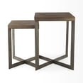 thumbnail image 4 of Set of Two Geo Dark Brown Metallic and Wood Tables, 4 of 9