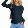 thumbnail image 2 of Kaemgyyd Workout Tops for Women Slim Fitted Long Sleeve Stretch Layering Tee Fashion Crew Neck Basic Undershirts S-XXl, 2 of 4
