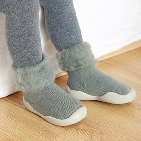 

Baby Boy Sock Shoes Non Floor Boys Girls Walking Shoes Breathable Lightwewight Soft Sole Rubber Cotton Indoor Slipper for Boys 2-2.5 Years