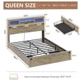 thumbnail image 2 of Farmhouse Queen Bed Frame with LED Lights and Charging Station, Queen Size Platform Bed Frame with Storage Headboard and 2 Drawers, No Box Spring Needed, Gray, 2 of 6