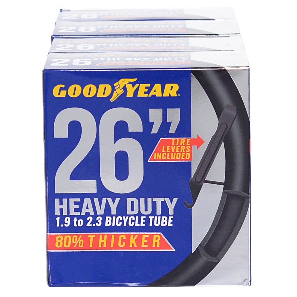 Goodyear 26" x 1.75"2.125" Bike Tube, Black, 4 Pack