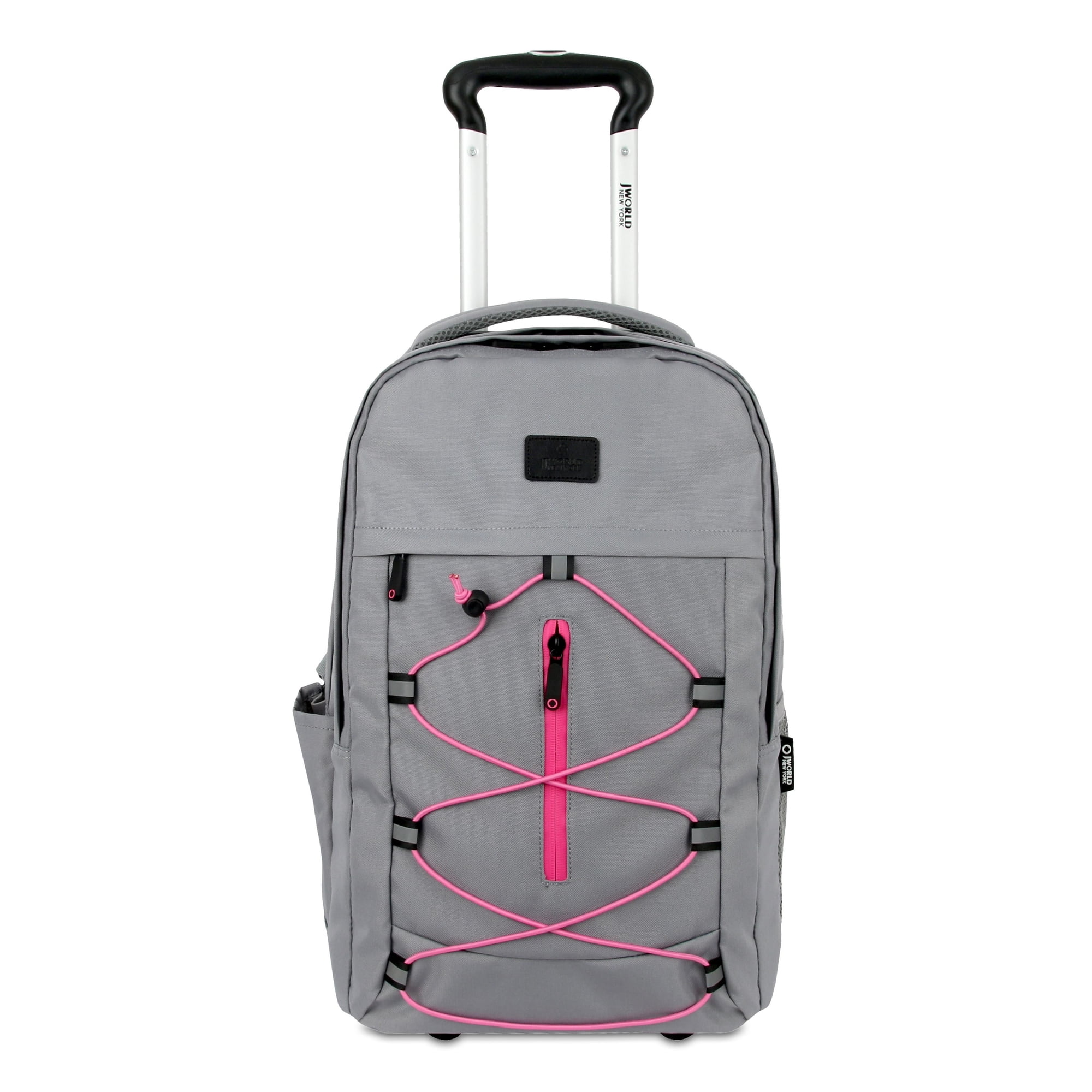 J World Lash Laptop Rolling Backpack (19 inch), Grey/Pink