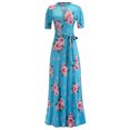 thumbnail image 4 of RXIRUCGD Robes Maxi pour Femmes, Mode Décontractée Col Rond Manches Courtes Bandage Été Imprimé Ceintures Robe Élégante de Soirée, 4 of 6