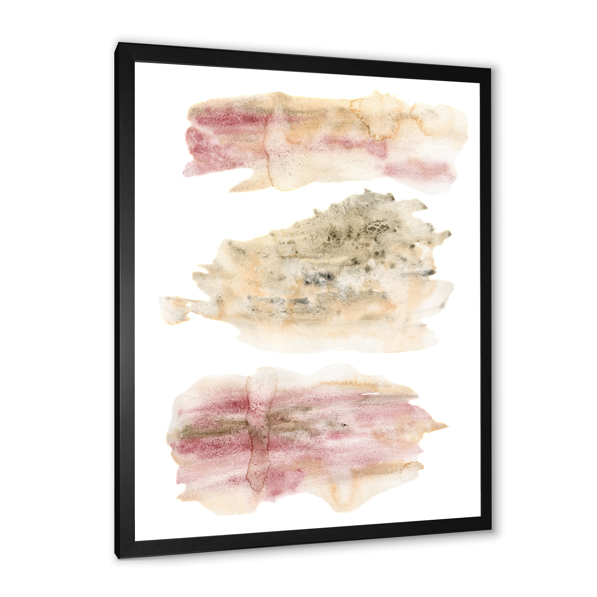 Designart 'Pink and Golden Abstract Clouds' Modern Framed Art Print