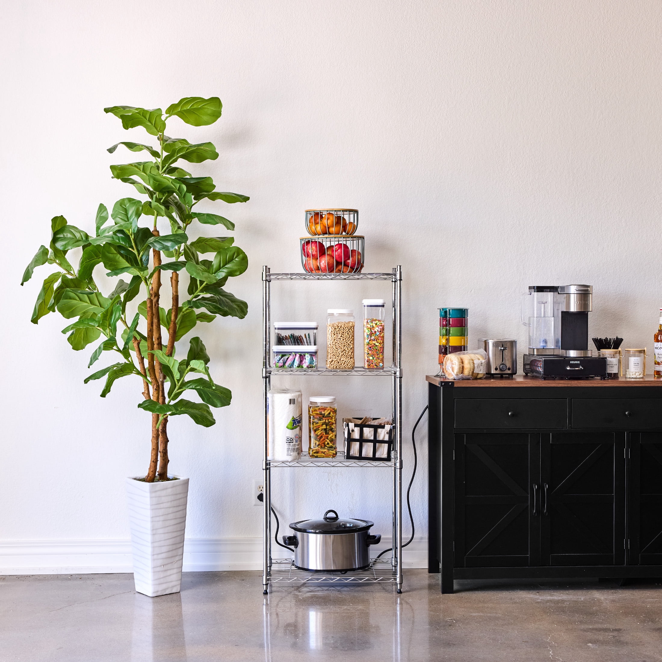 WorkPro 4-Tier Chrome Slim Wire Shelving