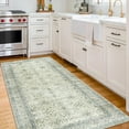 thumbnail image 4 of ReaLife Machine Washable Area Rug Runner - Living Room Bedroom Bathroom Kitchen Entryway Office - Padded Low Pile Stain Resistant Premium - Boho Farmhouse Vintage - Bev - Green 2'6" x 6', 4 of 7